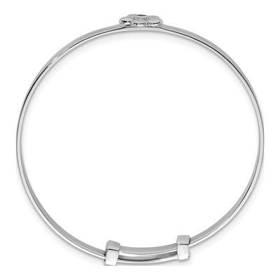 Sterling Silver CZ Girls' Flower Expandable Bangle Bracelet – view 3