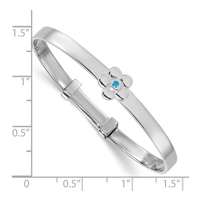 Sterling Silver CZ Girls' Flower Expandable Bangle Bracelet – view 4