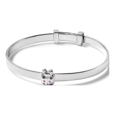 Sterling Silver CZ Girl's Bug Bangle Bracelet – view 5