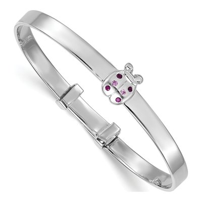 Sterling Silver CZ Girl's Bug Bangle Bracelet
