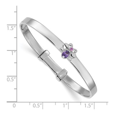 Sterling Silver CZ Girls' Butterfly Bangle Bracelet – view 4