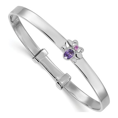 Sterling Silver CZ Girls' Butterfly Bangle Bracelet