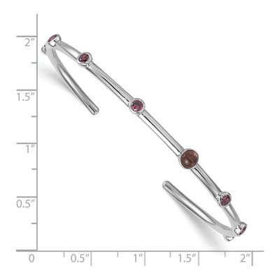 Sterling Silver Smoky Quartz & CZ Cuff Bracelet – view 4