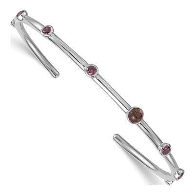 Sterling Silver Smoky Quartz & CZ Cuff Bracelet