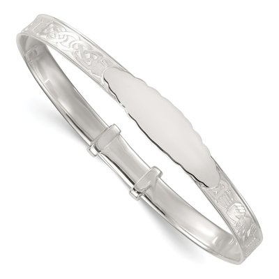 Sterling Silver Girls' Claddagh ID Bangle Bracelet