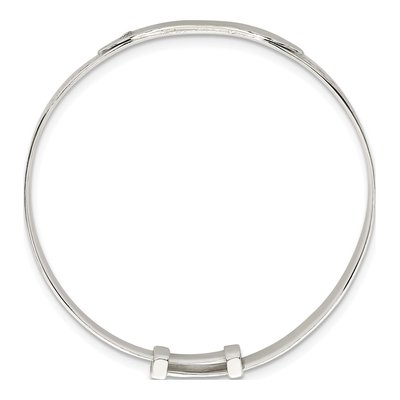 Sterling Silver CZ Claddagh Baby ID Bangle Bracelet – view 3