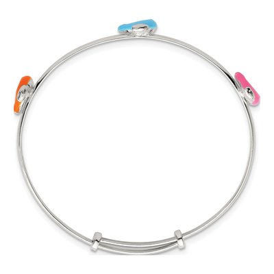 Sterling Silver Girls' Enamel Dolphin Bangle Bracelet – view 3