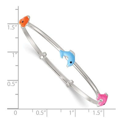 Sterling Silver Girls' Enamel Dolphin Bangle Bracelet – view 4