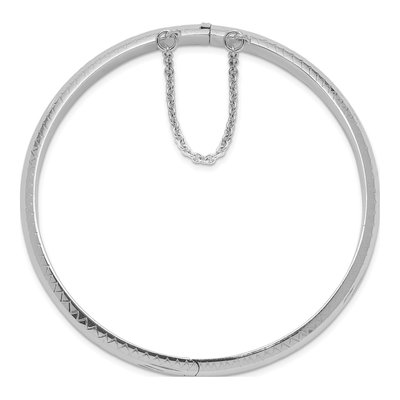 Sterling Silver Diamond-Cut Hinged Bangle Bracelet – view 3