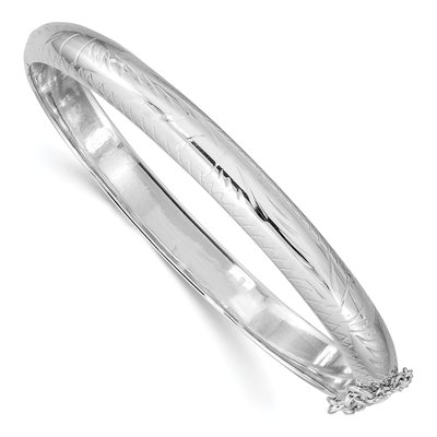 Sterling Silver Diamond-Cut Hinged Bangle Bracelet