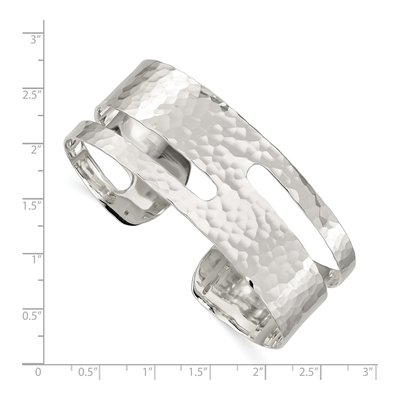 Sterling Silver Hammered Cuff Bracelet – view 4