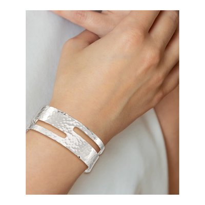 Sterling Silver Hammered Cuff Bracelet – view 5