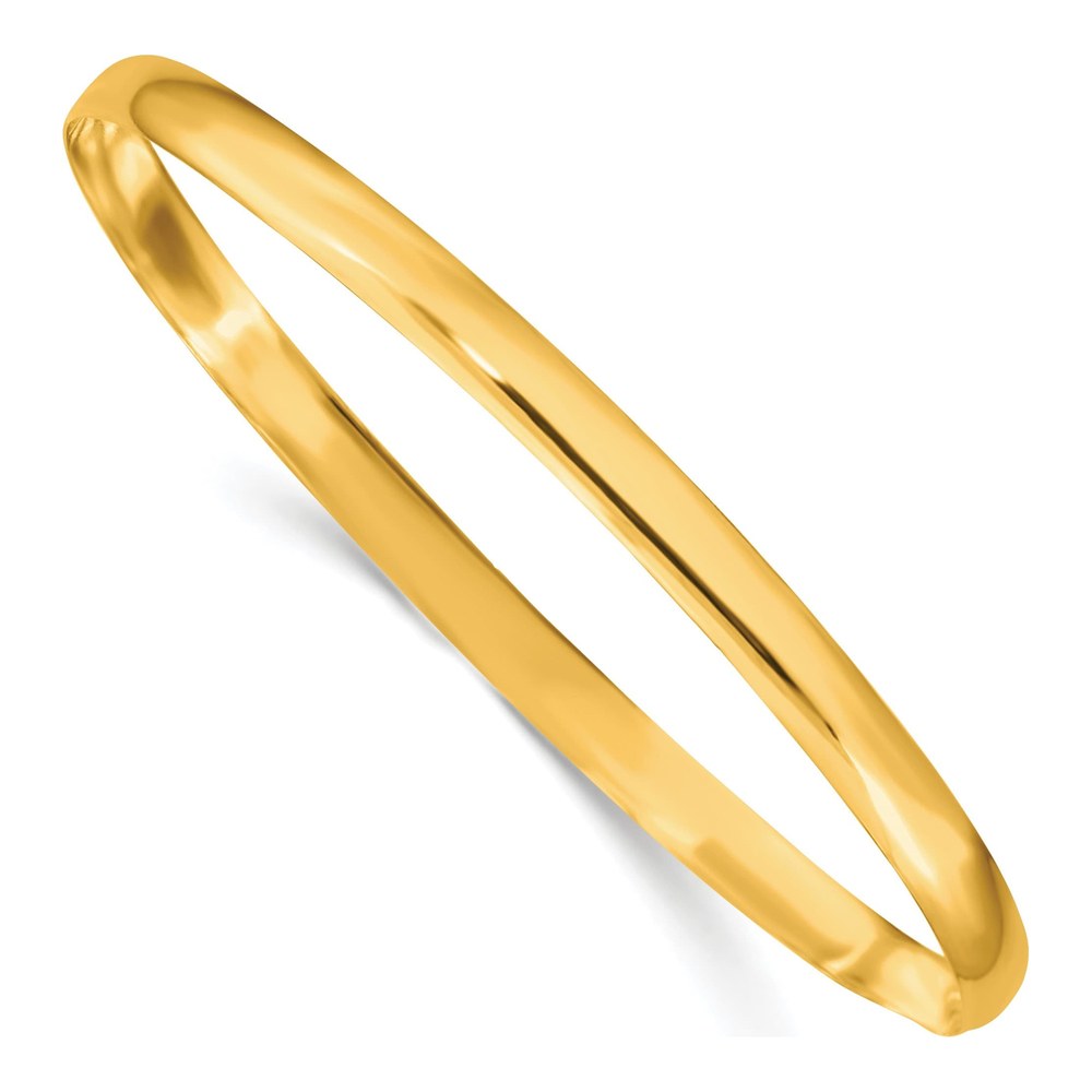 Sterling Silver Gold-Tone 4mm Solid Polished Plain Slip-On Bangle Bracelet with Slip On Clasp
