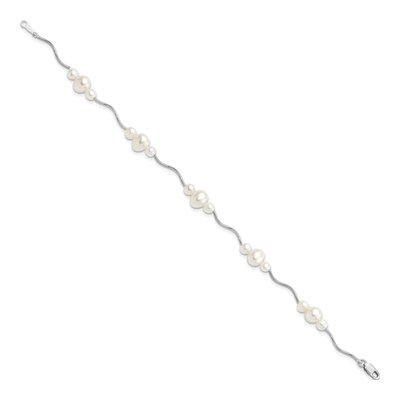 Sterling Silver Freshwater Cultured Pearl Near-Round Bracelet – view 2