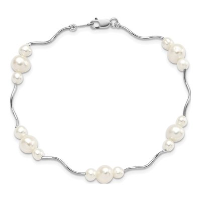 Sterling Silver Freshwater Cultured Pearl Near-Round Bracelet – view 4