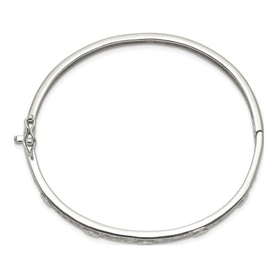 Sterling Silver CZ Hinged Bangle Bracelet – view 3