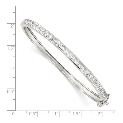 Sterling Silver CZ Hinged Bangle Bracelet – view 3