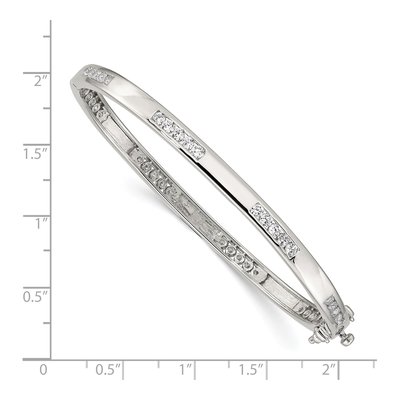 Sterling Silver CZ Oval Hinged Bangle Bracelet – view 4