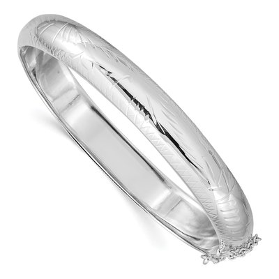 Sterling Silver Diamond-Cut Hinged Bangle Bracelet