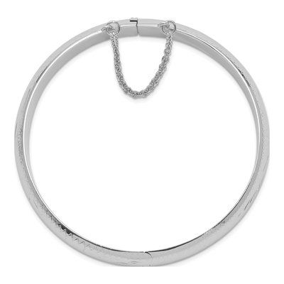 Sterling Silver Diamond-Cut Hinged Bangle Bracelet – view 3