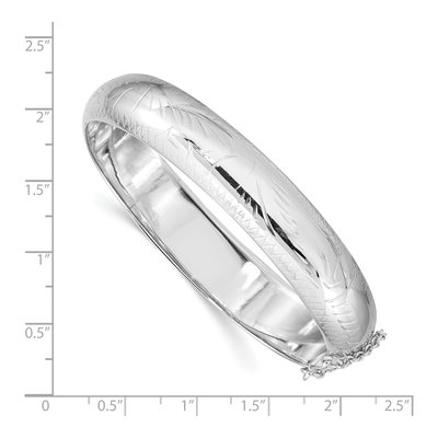 Sterling Silver Diamond-Cut Hinged Bangle Bracelet – view 4