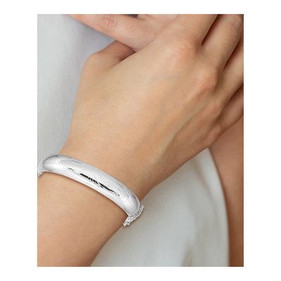 Sterling Silver Diamond-Cut Hinged Bangle Bracelet – view 5