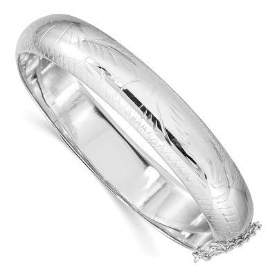 Sterling Silver Diamond-Cut Hinged Bangle Bracelet