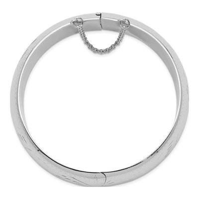 Sterling Silver Diamond-Cut Hinged Bangle Bracelet – view 3