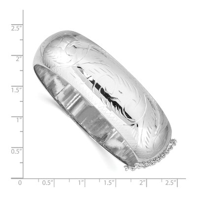 Sterling Silver Diamond-Cut Hinged Bangle Bracelet – view 4