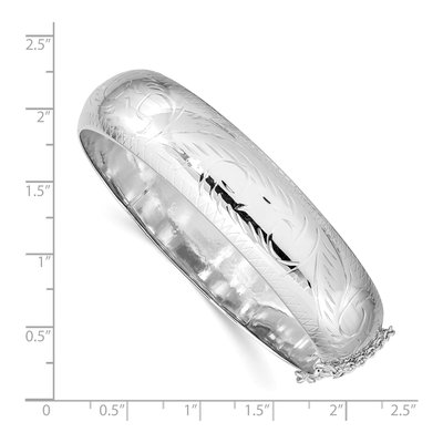 Sterling Silver Diamond-Cut Hinged Bangle Bracelet – view 4