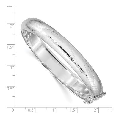 Sterling Silver Diamond-Cut Hinged Bangle Bracelet – view 4