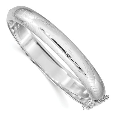 Sterling Silver Diamond-Cut Hinged Bangle Bracelet