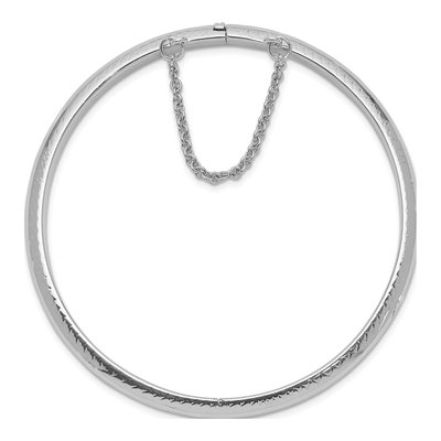 Sterling Silver Diamond-Cut Hinged Bangle Bracelet – view 3