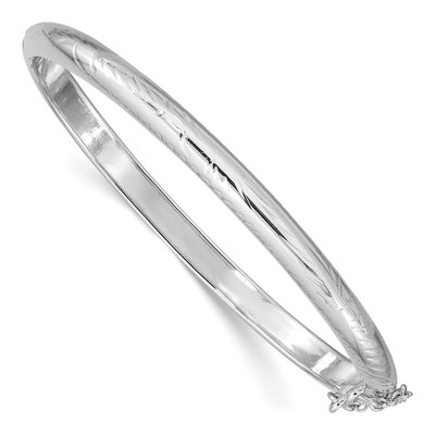 Sterling Silver Diamond-Cut Hinged Bangle Bracelet