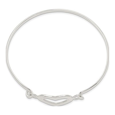 Sterling Silver Heart Bangle Bracelet – view 3