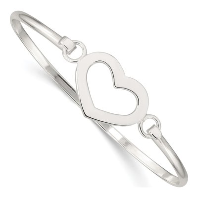 Sterling Silver Heart Bangle Bracelet