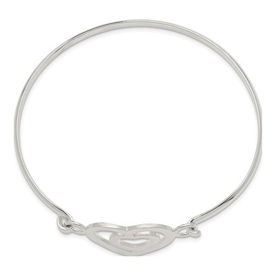 Sterling Silver Heart Within Bangle Bracelet – view 3