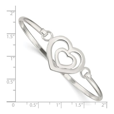 Sterling Silver Heart Within Bangle Bracelet – view 4
