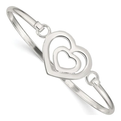 Sterling Silver Heart Within Bangle Bracelet