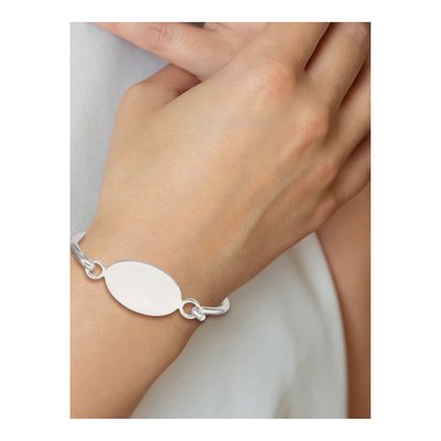Sterling Silver Oval Plate Bangle Bracelet – view 4