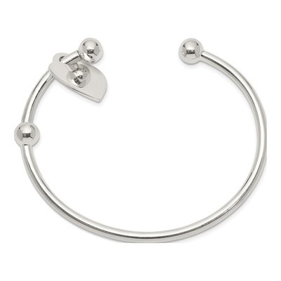 Sterling Silver Heart Cuff Bracelet – view 3