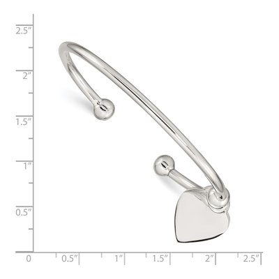 Sterling Silver Heart Cuff Bracelet – view 4