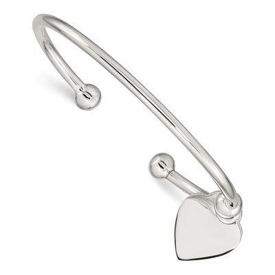 Sterling Silver Heart Cuff Bracelet