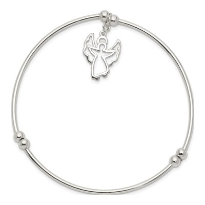 Sterling Silver Angel Stretch Bangle Bracelet – view 3
