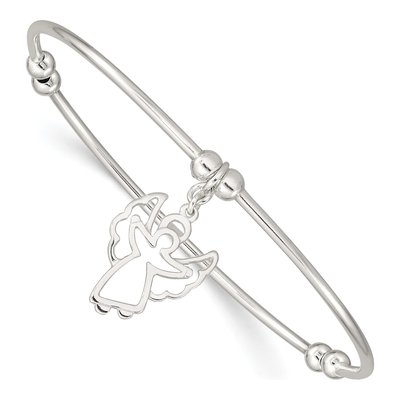 Sterling Silver Angel Stretch Bangle Bracelet