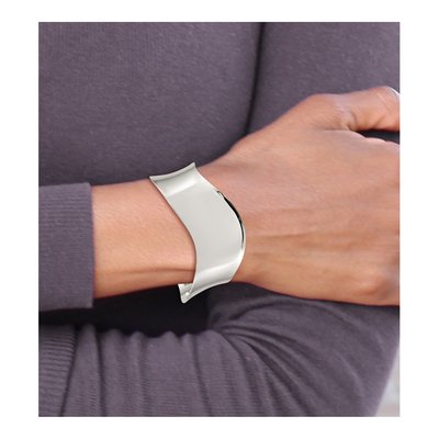 Sterling Silver Wave Cuff Bracelet – view 5
