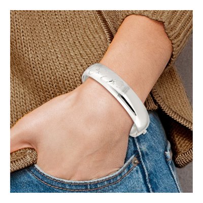 Sterling Silver Diamond-Cut Adjustable Bangle Bracelet – view 5