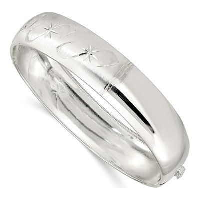 Sterling Silver Diamond-Cut Adjustable Bangle Bracelet