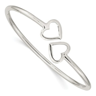 Sterling Silver Heart Cuff Bracelet