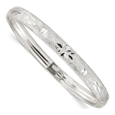 Sterling Silver Diamond-Cut Flexible Bangle Bracelet